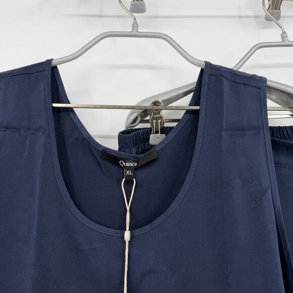 Quince Washable Silk Pajama Set Size XL Women’s in Indigo Blue Tank and Shorts - Picture 2 of 7